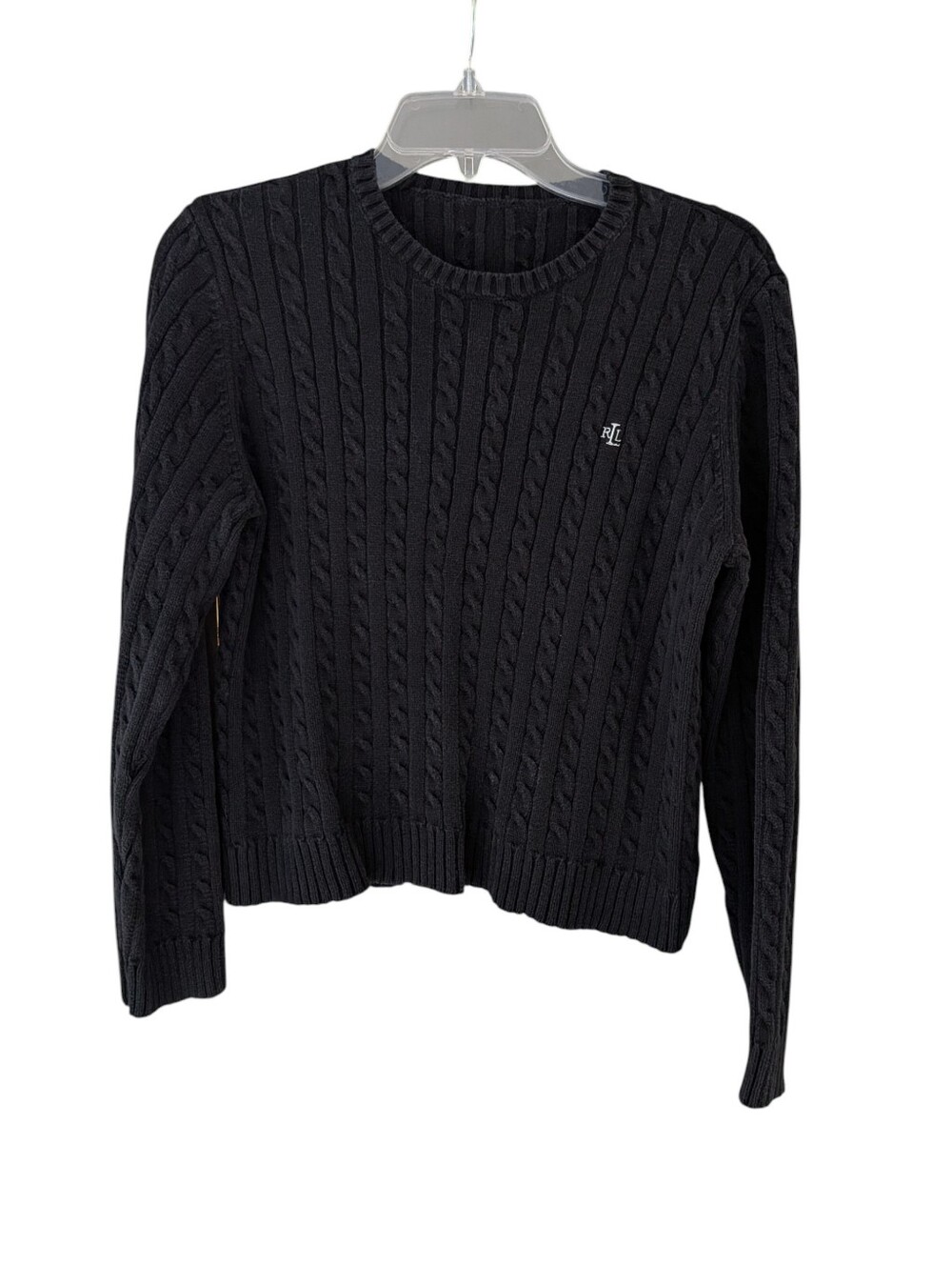 Ralph Lauren Black Cable-Knit Crew Neck Sweater